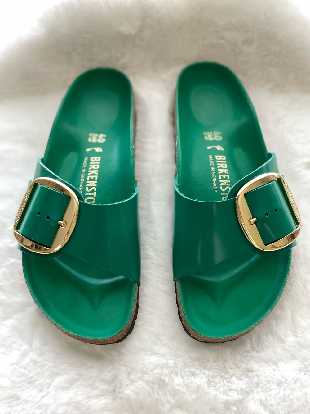 Birkenstock MADRID Big Buckle Digital Green Sandals High Shine Gold size 40 - Picture 7 of 7